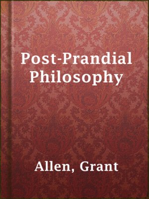 Post-Prandial Philosophy - ebook